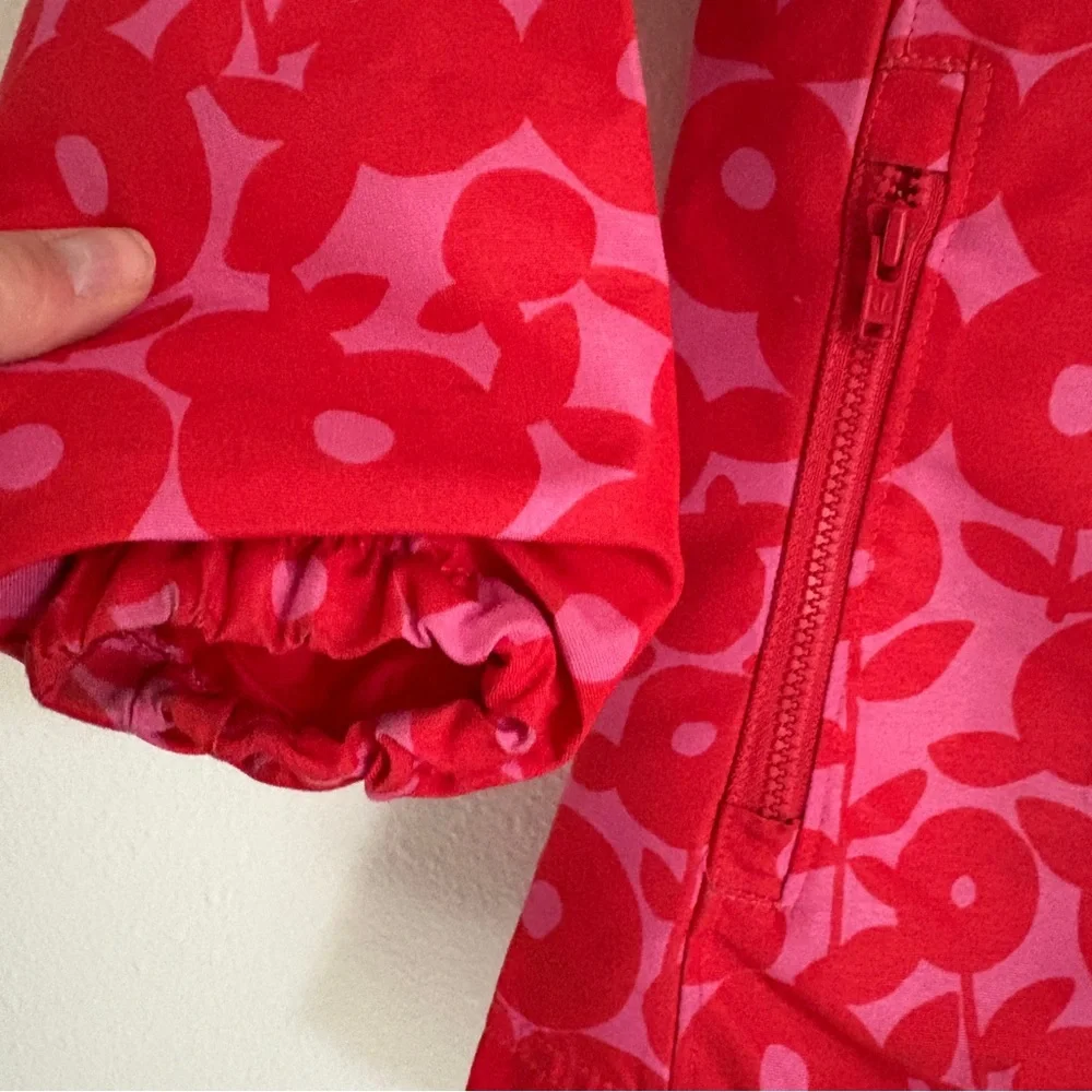 Land’s End | Girls Lightweight Pink Red Floral Zip Up‎ Jacket w Hood Size 4